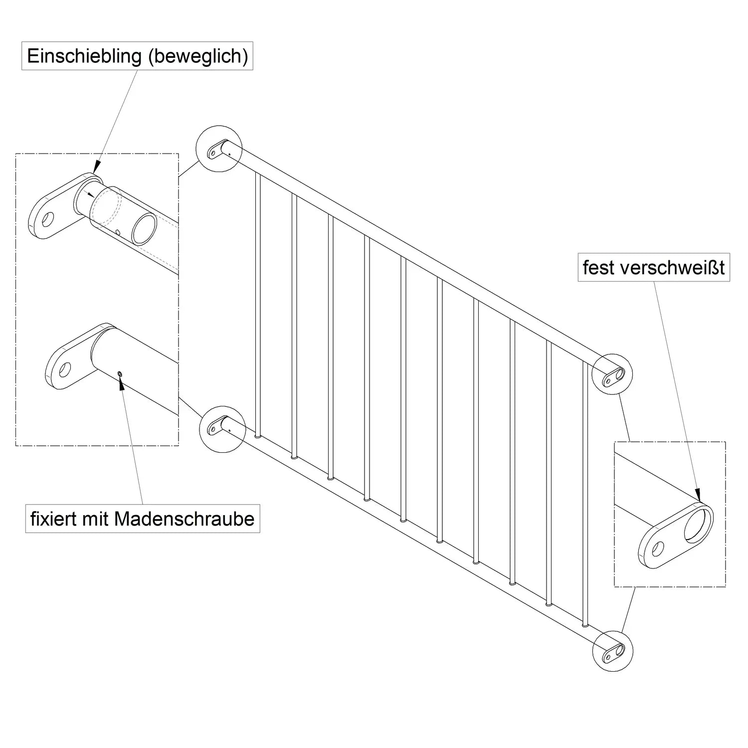 Französischer Balkon Basic Laibung Zeichnung 2