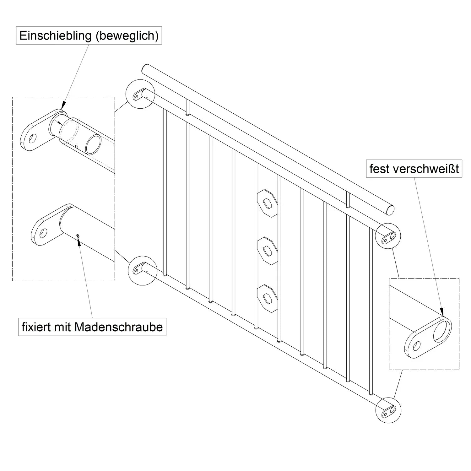 Französischer Balkon Grenoble Laibung Zeichnung 2