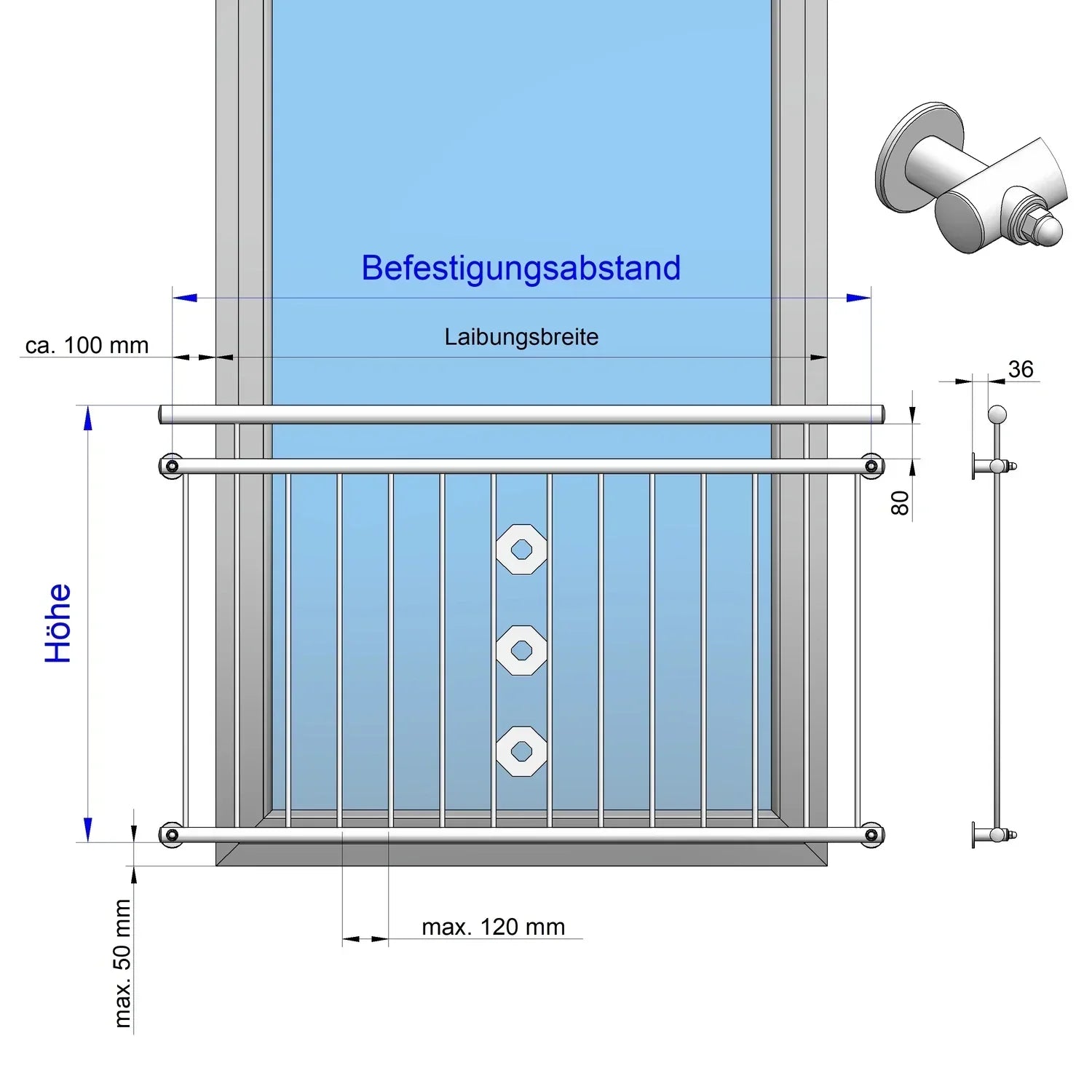 Französischer Balkon Grenoble vorgesetzt Zeichnung