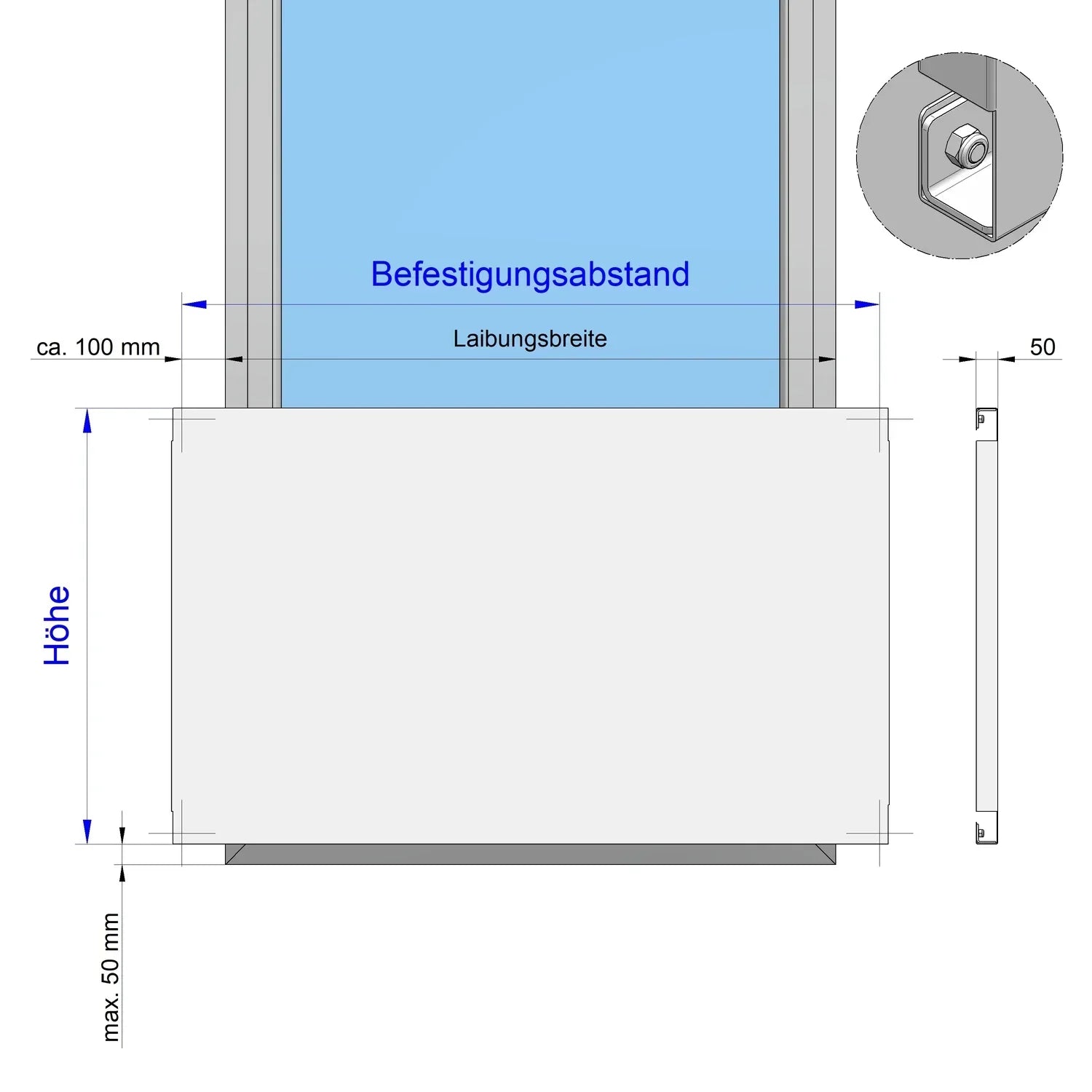 Französischer Balkon Modell Sevilla Zeichnung