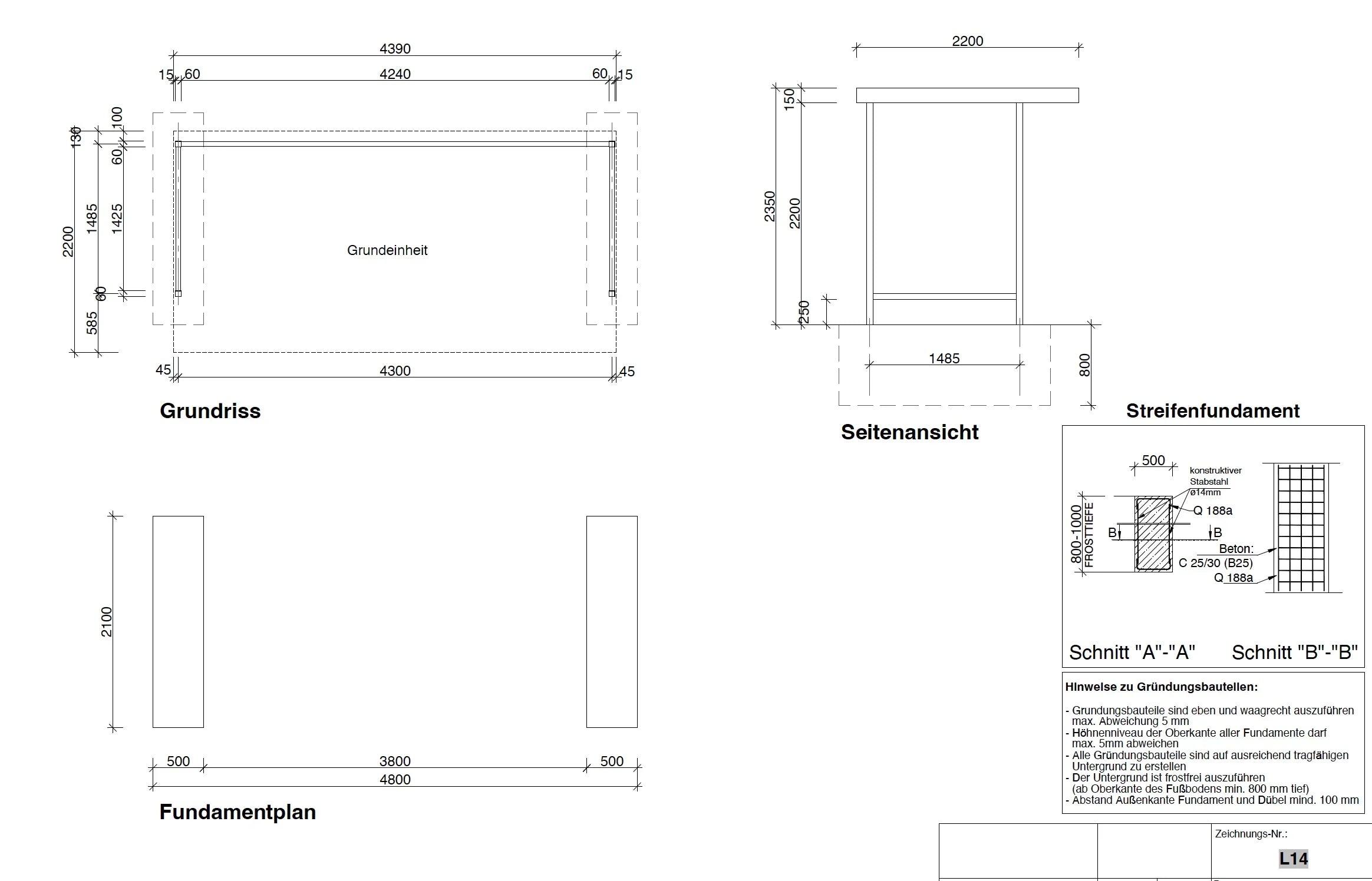Überdachung Leipzig L14 RAL 9002