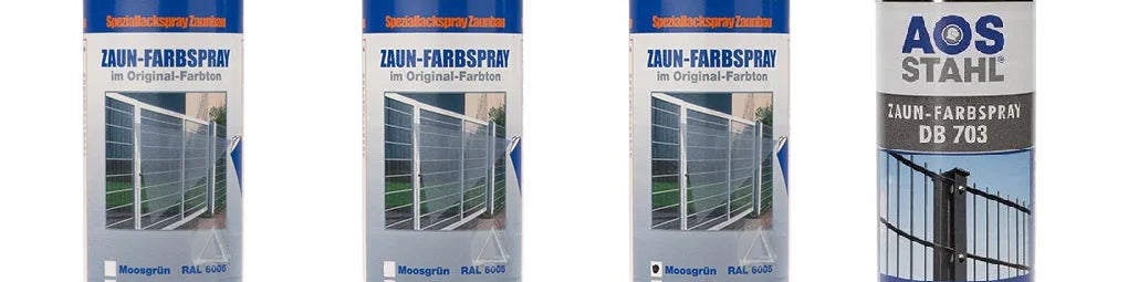 Farbspray und Zinkspray zur Ausbesserung von Zaunteilen