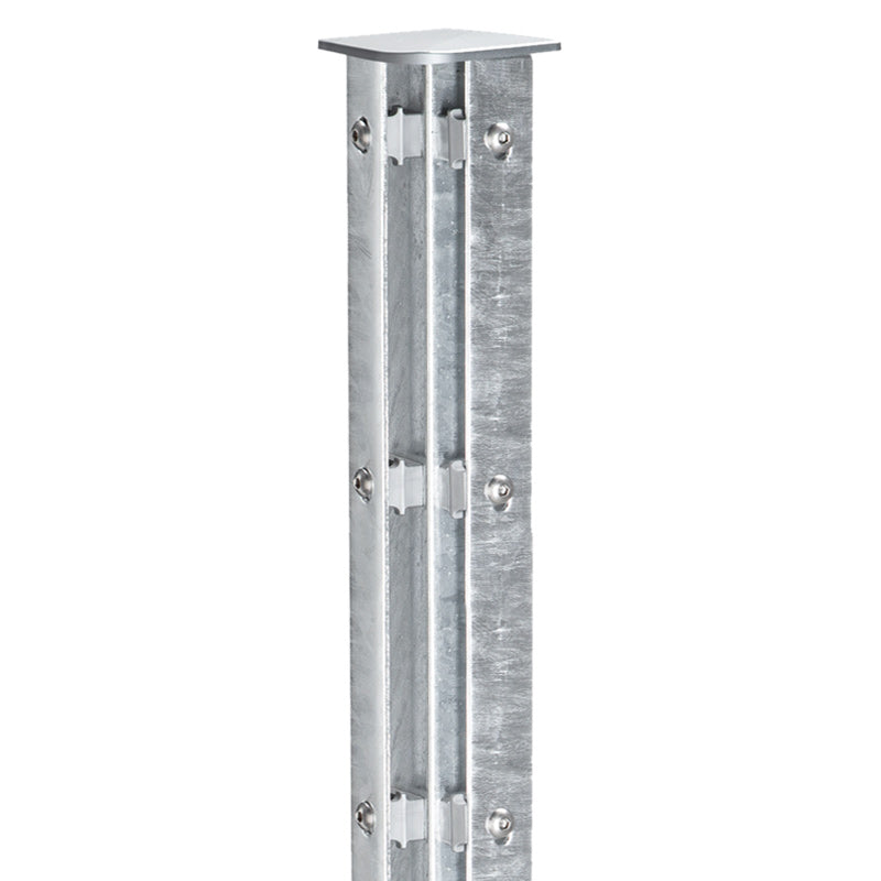 Eck-Zaunpfosten aus Quadratrohr 60 x 60 x 2 mm mit Abdeckleiste für Doppelstabmattenzäune