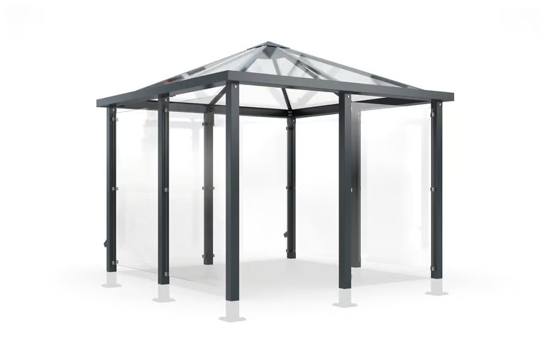 Pavillon Wartehalle Modell Athen 3, 3x3, 3m – Personenunterstand als Buswartehaus und Raucherunterstand, Made in Germany