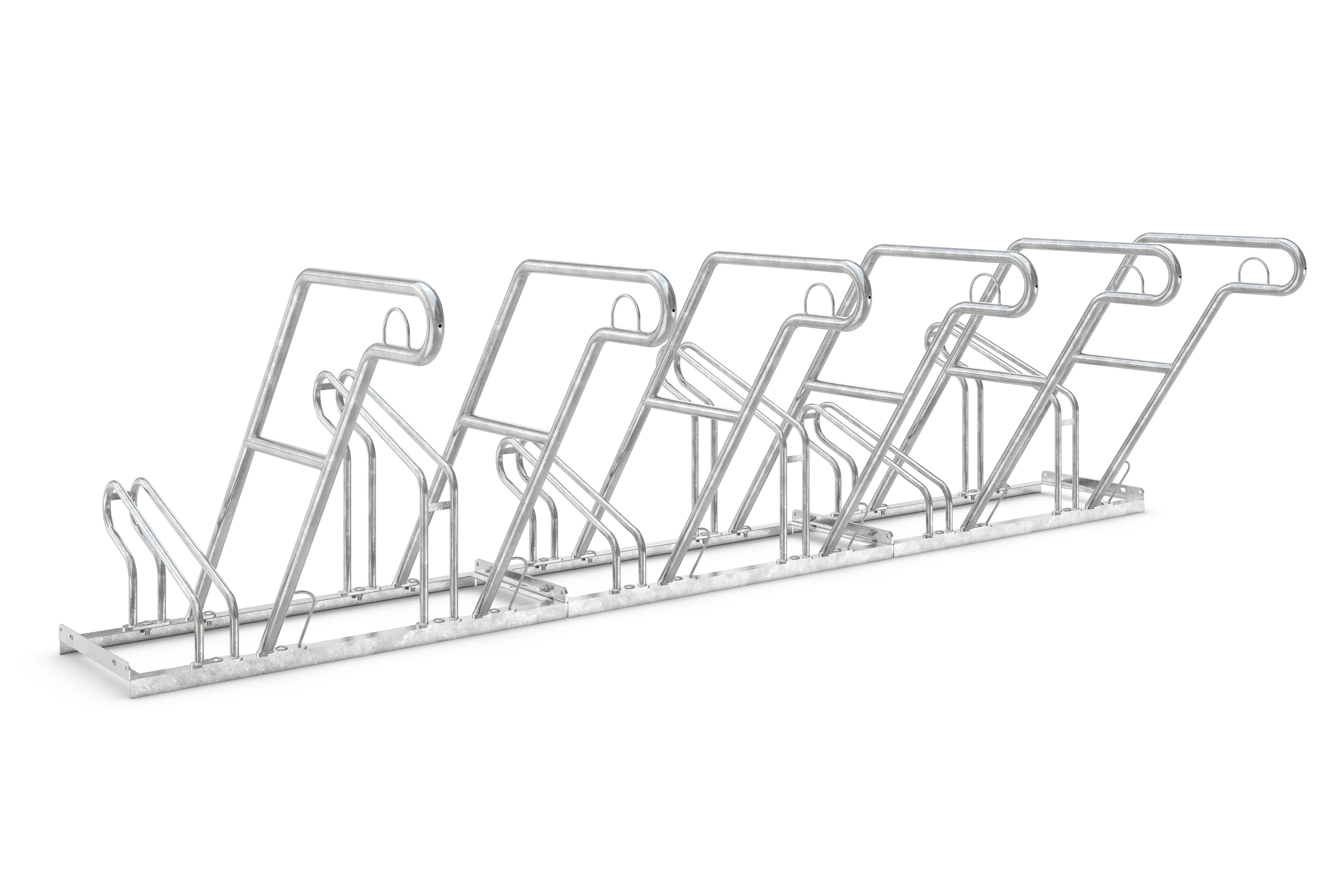 Fahrradständer aus Metall für fünf Fahrräder, verzinkt, zur Bodenmontage