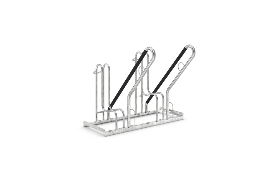 Verzinkter Fahrradständer aus Metall mit Platz für zwei Fahrräder, robustes Design