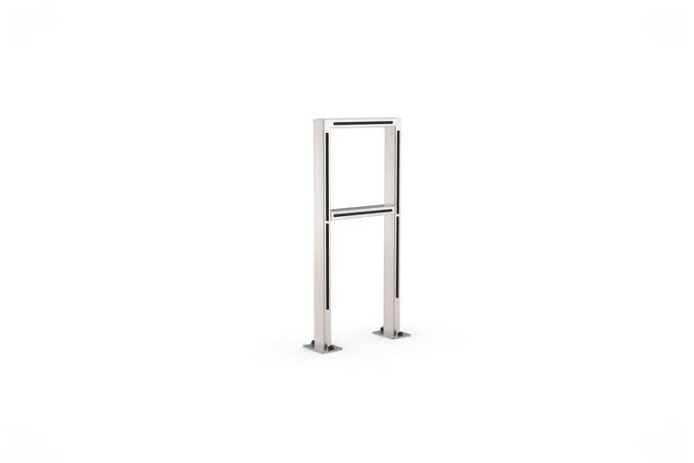Fahrrad Anlehnbügel 9331 E aus rostfreiem Edelstahl – platzsparendes Fahrradparksystem für öffentliche Plätze, Made in Germany