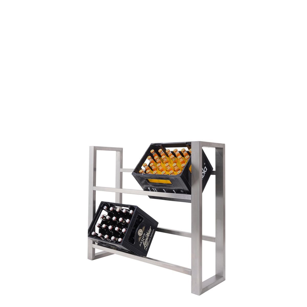 Edelstahl Getränkekistenregal für vier Kisten quer - Ansicht 1