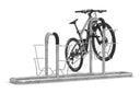 Fahrradparksystem aus Metall für mehrere Fahrräder, ein Fahrrad ist eingestellt