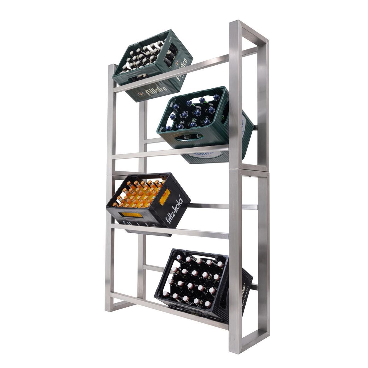 Edelstahl Getränkekistenregal für acht Kisten - Ansicht 1