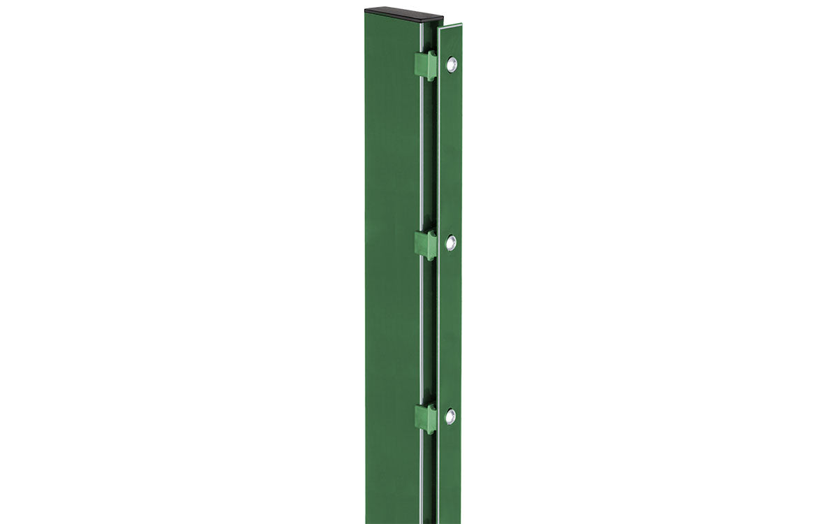 Sichtschutzpfosten Typ A80 in Moosgrün RAL 6005, Rohr 80 x 40 x 2 mm mit Abdeckleiste