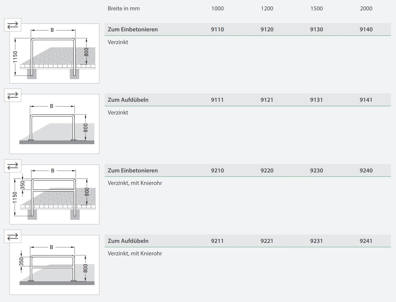 Fahrradanlehnsystem Modellreihe 9100/9200