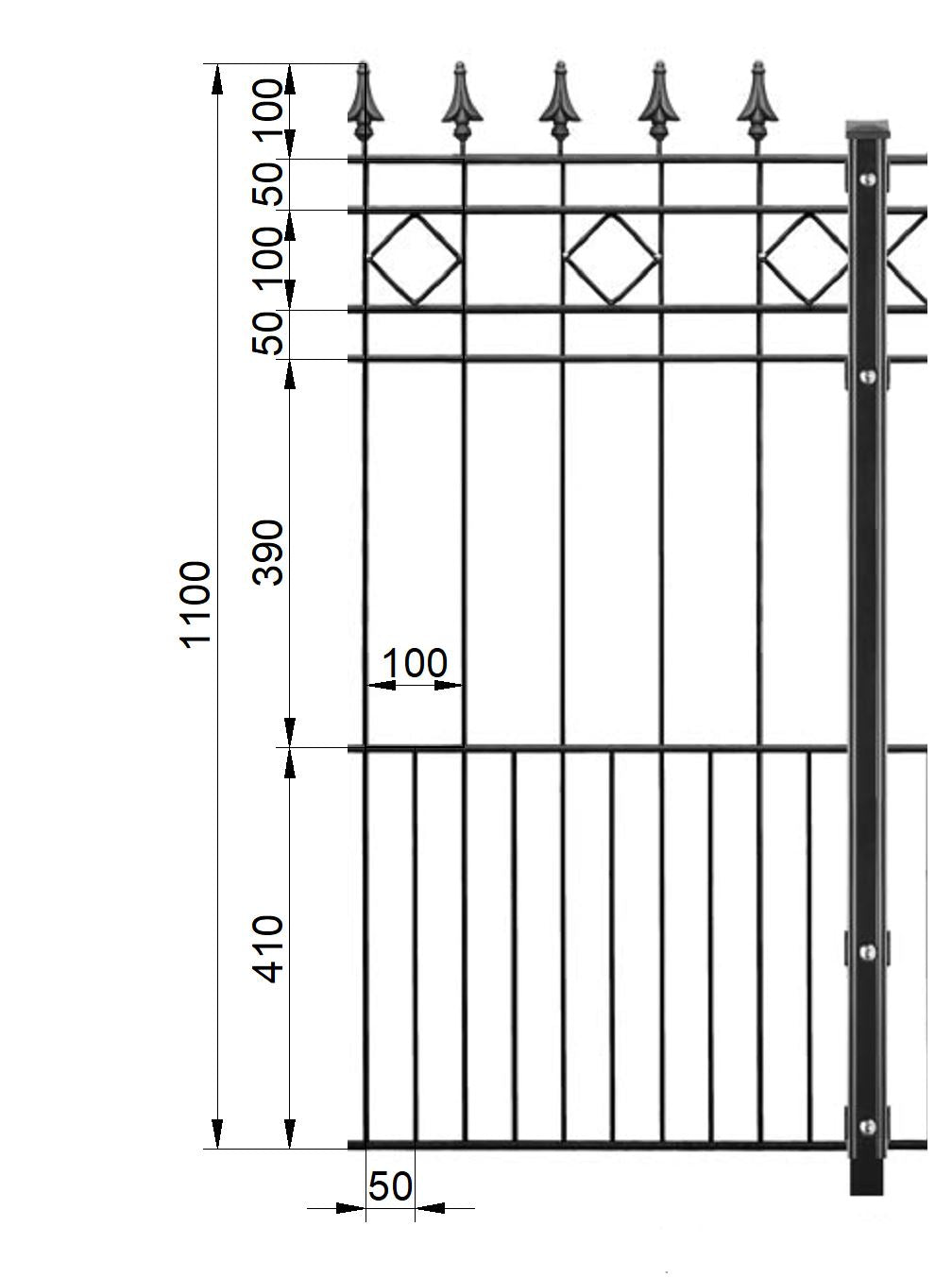 Schmuckzaun mit Pfosten Modell RIMINI