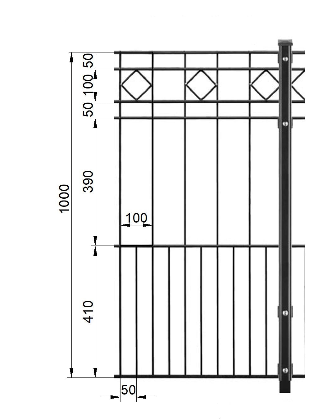 Schmuckzaun mit Pfosten Modell TURIN