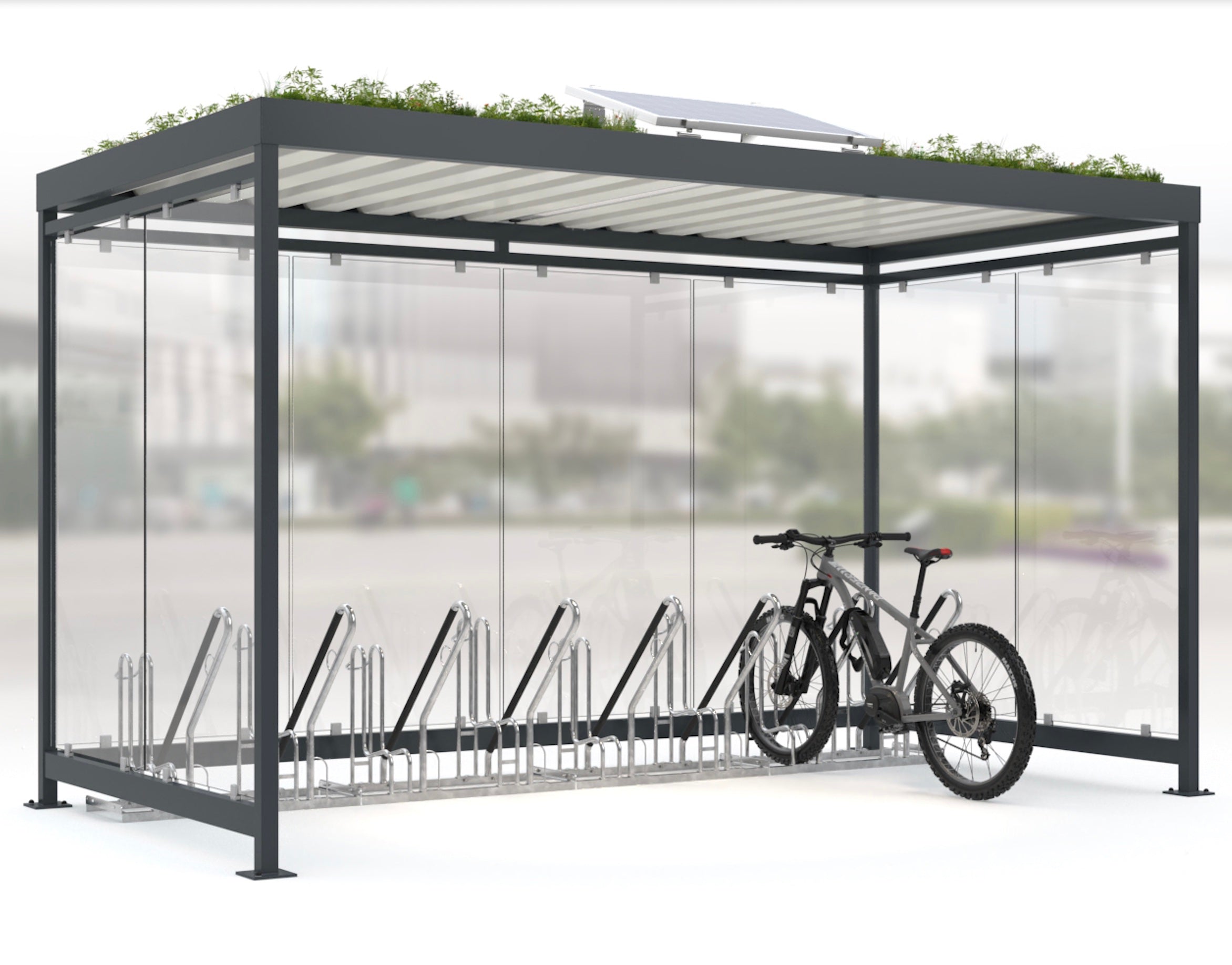 Fahrradüberdachung, Raucherunterstand Modell K4 b/b