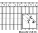 Doppelstabmattenzaun Modell GIRONA mit Zierornamenten, Stabstärke 6/5/6 mm, grafische Darstellung