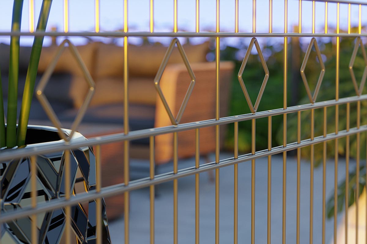 Doppelstabmattenzaun 6/5/6 mit Pfosten Modell MALAGA