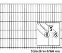 Doppelstabmattenzaun Modell MORITZ, Drahtstärke 6/5/6 mm, Gitterstruktur Detailansicht