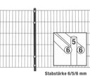 Doppelstabmattenzaun Modell PICO mit Stabstärke 6/5/6 mm, stabile Metallgitterzaun-Optik