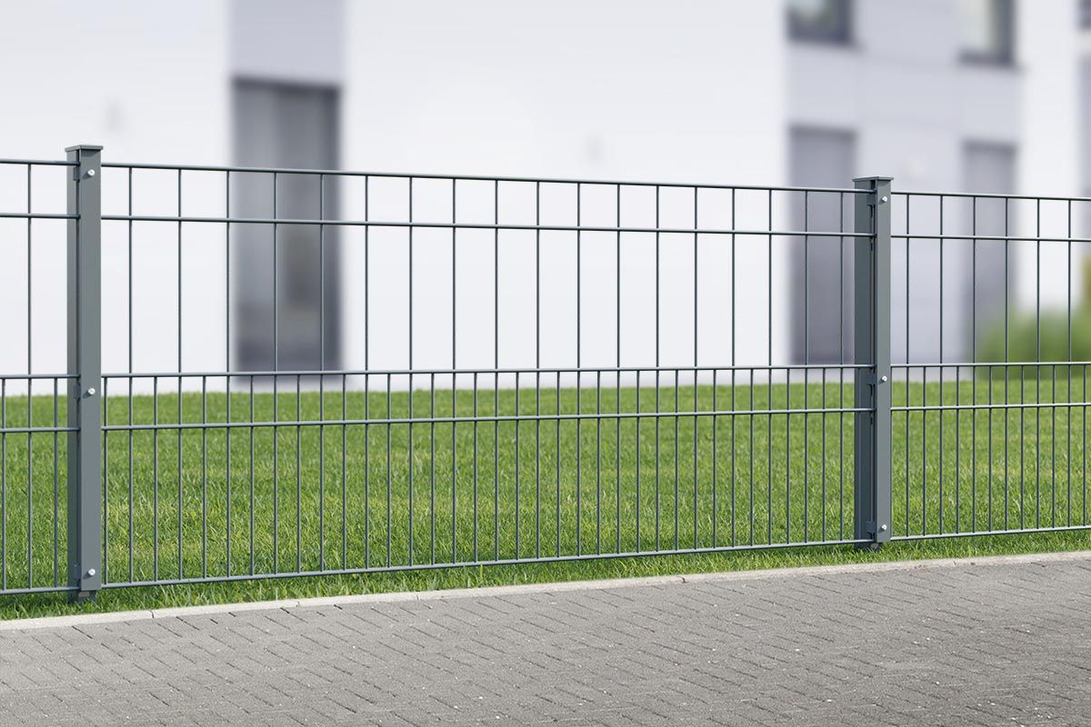 Doppelstabmattenzaun 6/8/6 mit Pfosten Modell MILO