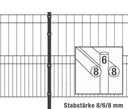 Doppelstabmattenzaun 8/6/8 mm, Metallzaun mit stabilem Pfosten, Gitterstruktur für Garten oder Grundstück
