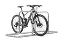 Fahrradanlehnsystem aus Metall Modell GALAXY mit Mountainbike, freistehend auf weißem Hintergrund