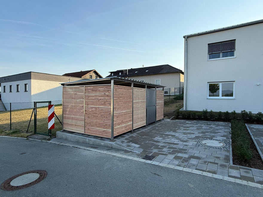 Fahrradhaus Gr. 4 Edelstahl mit Holzverkleidung Kundenfoto