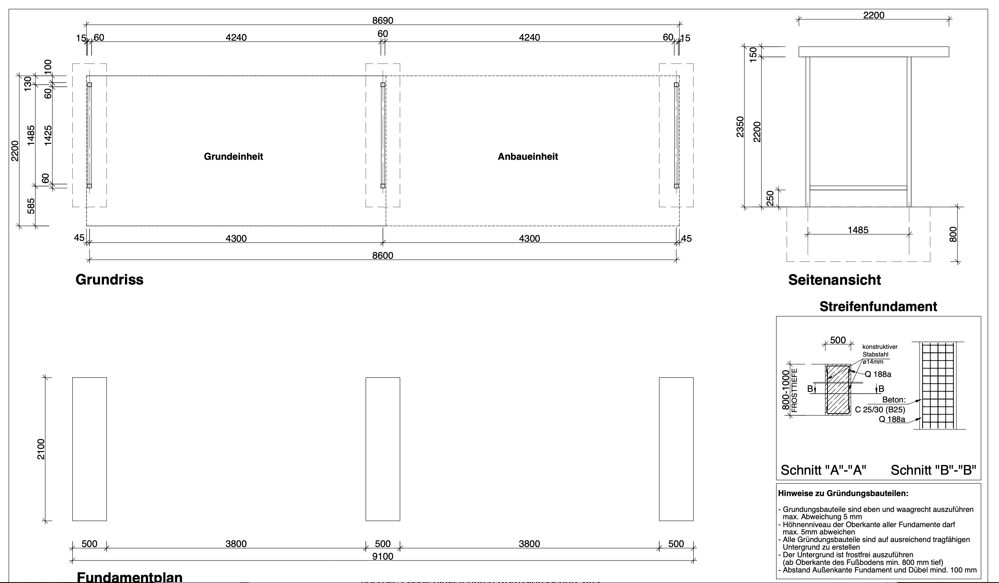 Überdachung Leipzig L15 RAL 9002
