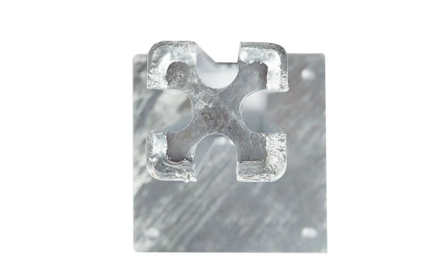 Metall Fussplatte Universal 80x80 mm für Torprofile, verzinkt, Lochbohrungen sichtbar