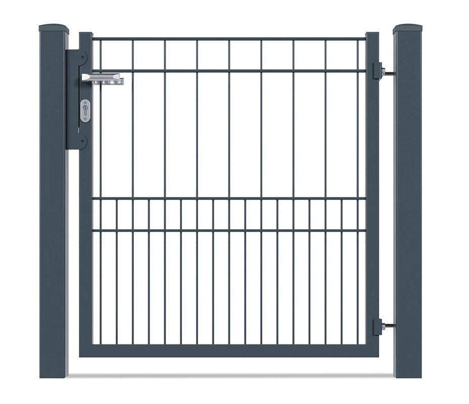 Metallzauntor mit Pfosten, geschlossen