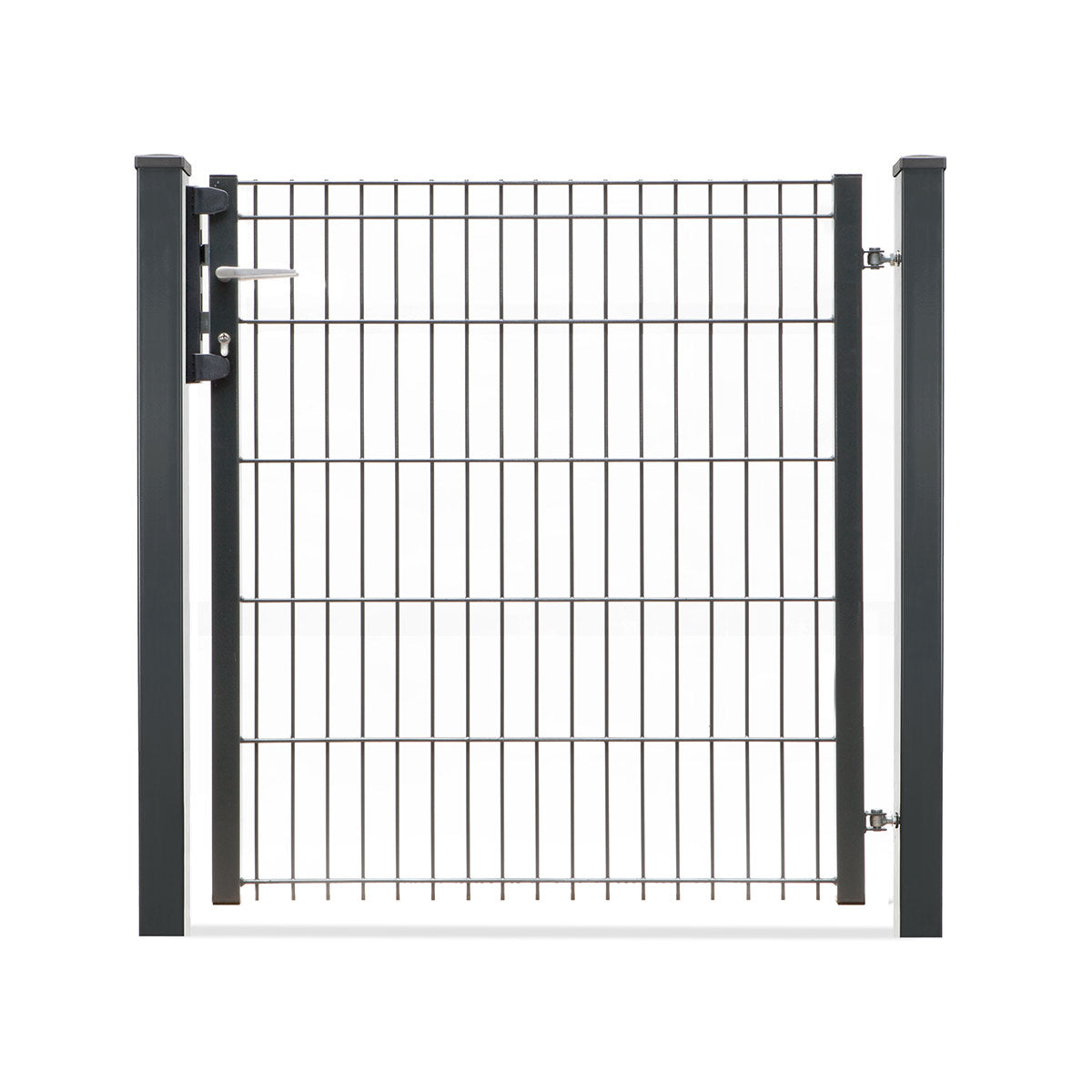 Metallzauntor mit Pfosten und Schloss