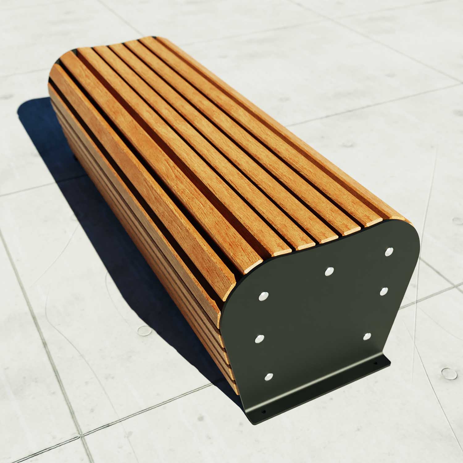 Sitzbank aus Metall und Holz