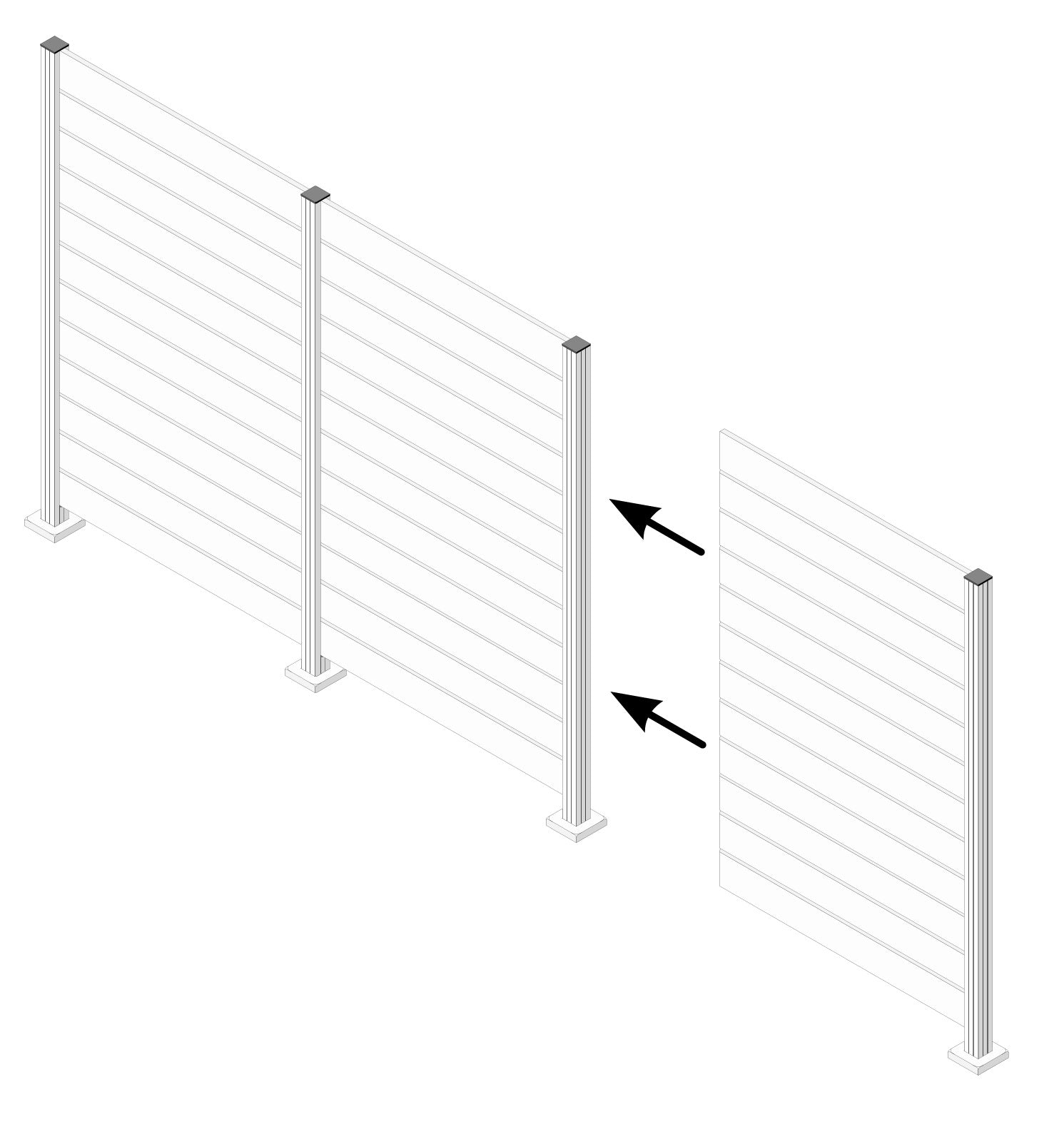 Metallzaun Montage mit Pfeil-Anleitung
