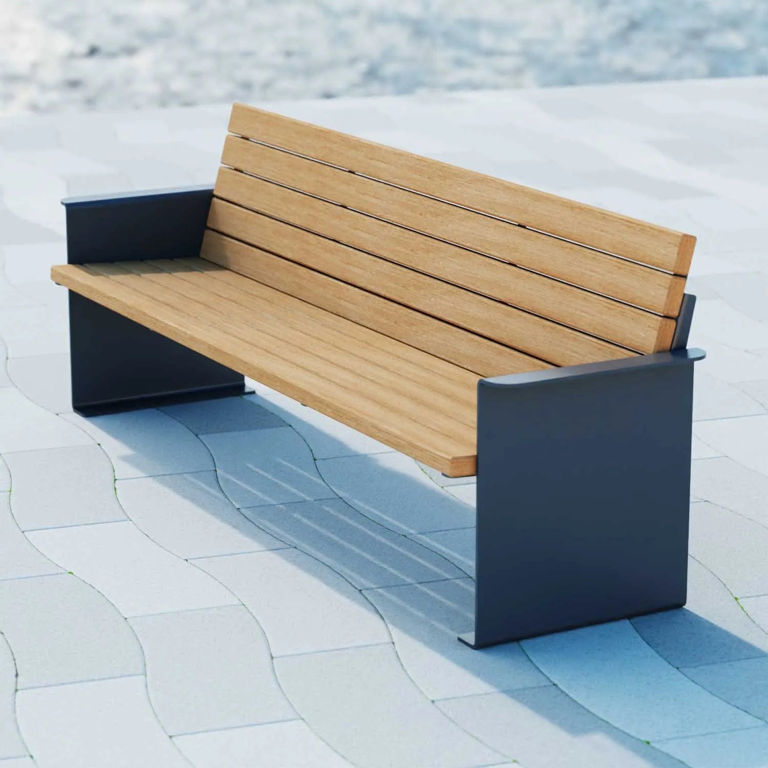 Parkbank Liberia RAL 7016 mit Lärchenholz - Bild 2