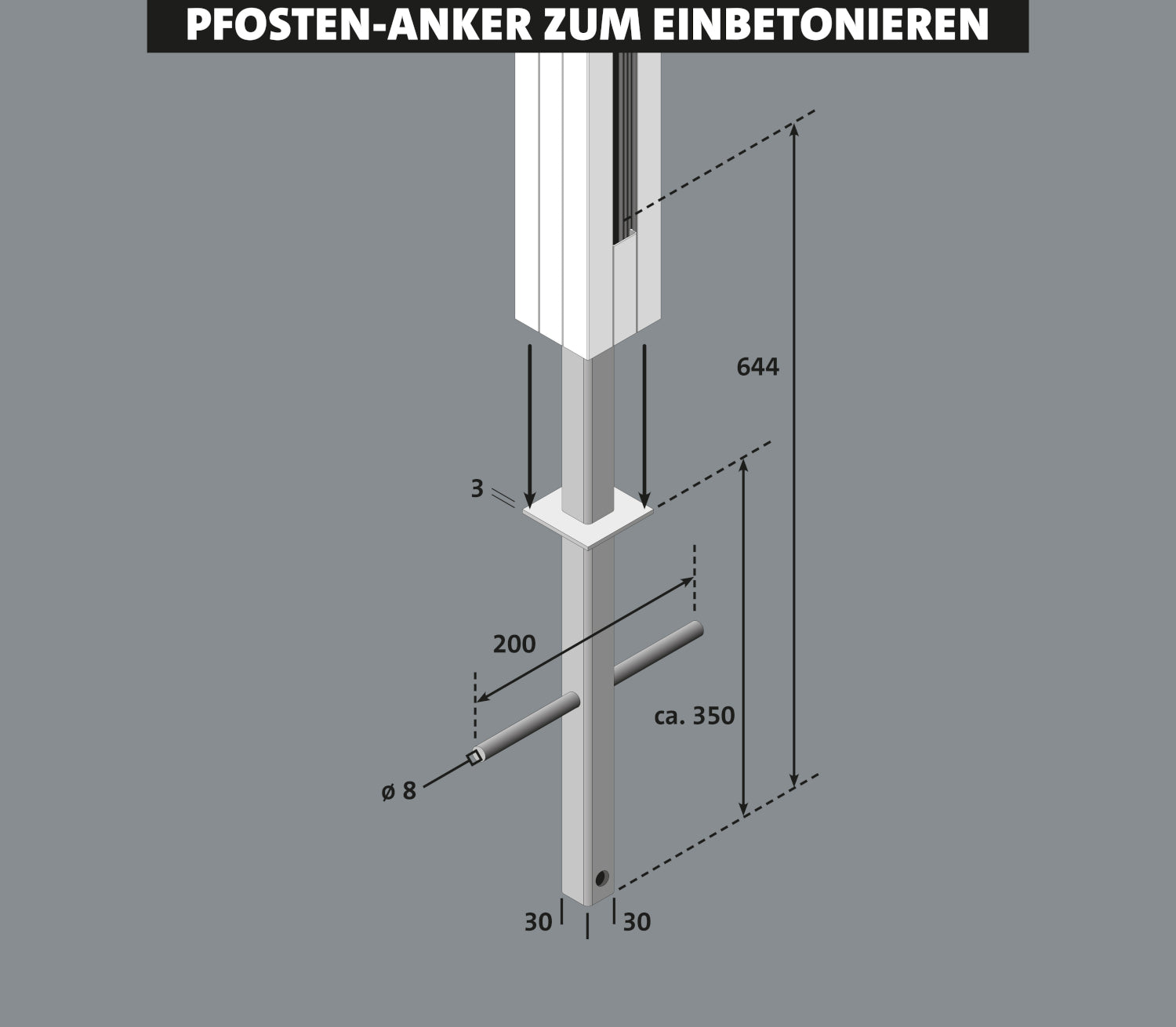 Pfosten-Anker zum Einbetonieren