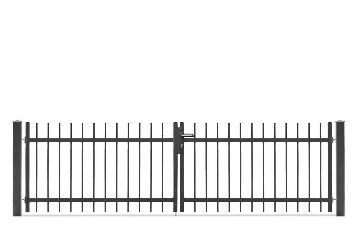 Doppel-Flügeltor aus Metall, modern, pulverbeschichtet, für Zaunanlage, gerade Streben