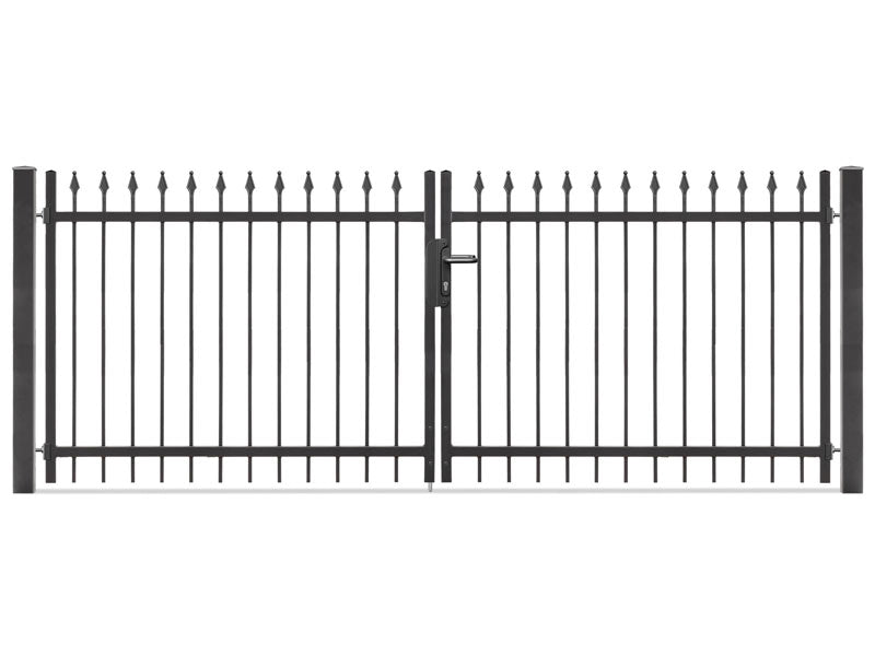 Doppelflügeltor aus Metall, schwarz