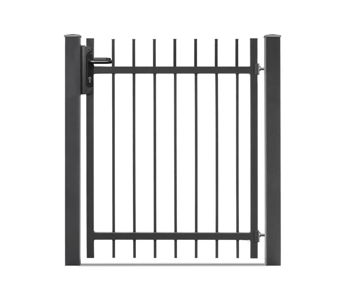 Schmuckzaun Tor aus Metall, pulverbeschichtet, anthrazit, moderner Gartenzaun Stil