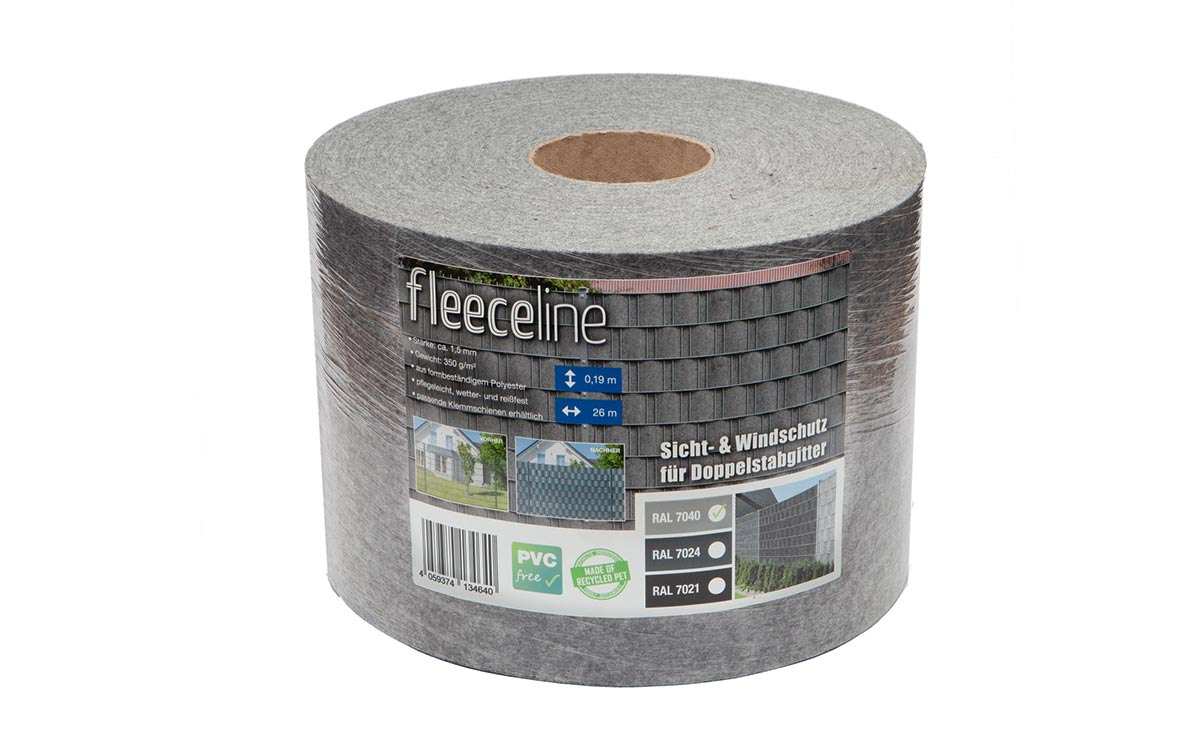 Sichtschutzrolle fleeceline Fenstergrau aus recyceltem Polyester, 190 mm x 26 m