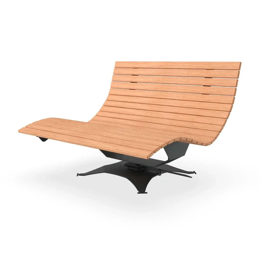 Drehbare Sonnenliege Tulum aus Holz mit Metallgestell, modern, freigestellt