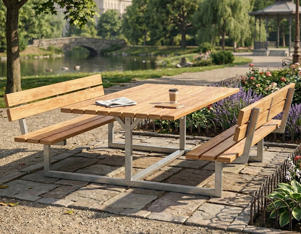 Tisch-Bank-Kombination Plaza-verzinkt  2,5x2m