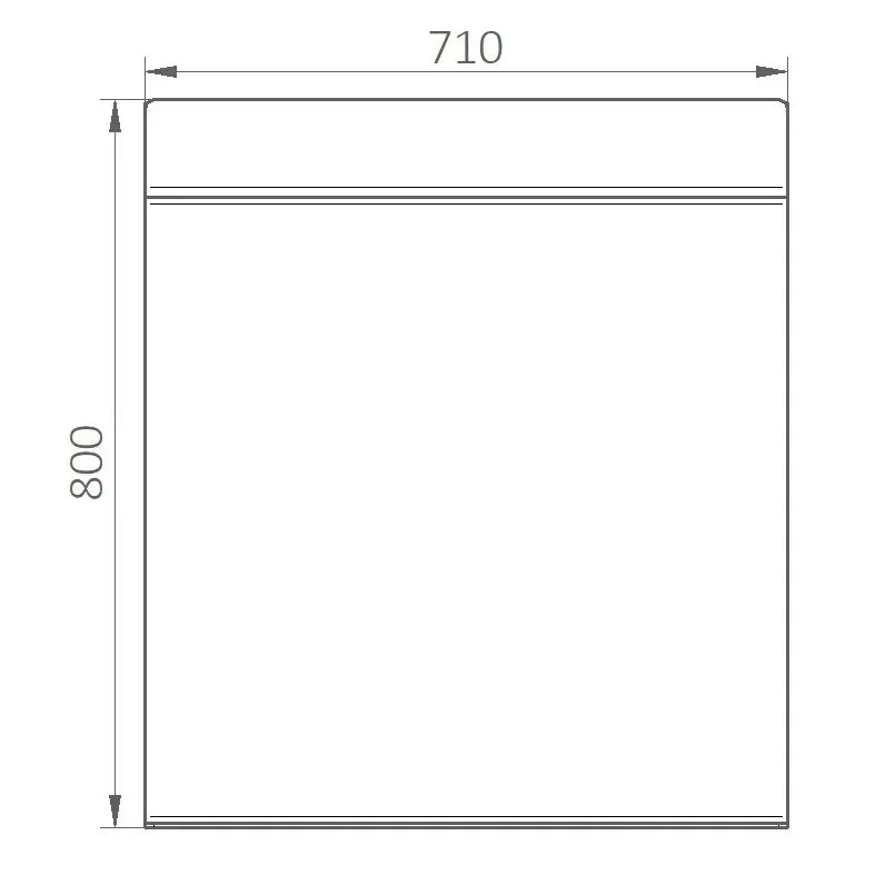 Technische Zeichnung Tisch Caracas 80x100, Draufsicht mit Maßangaben 710x800 mm