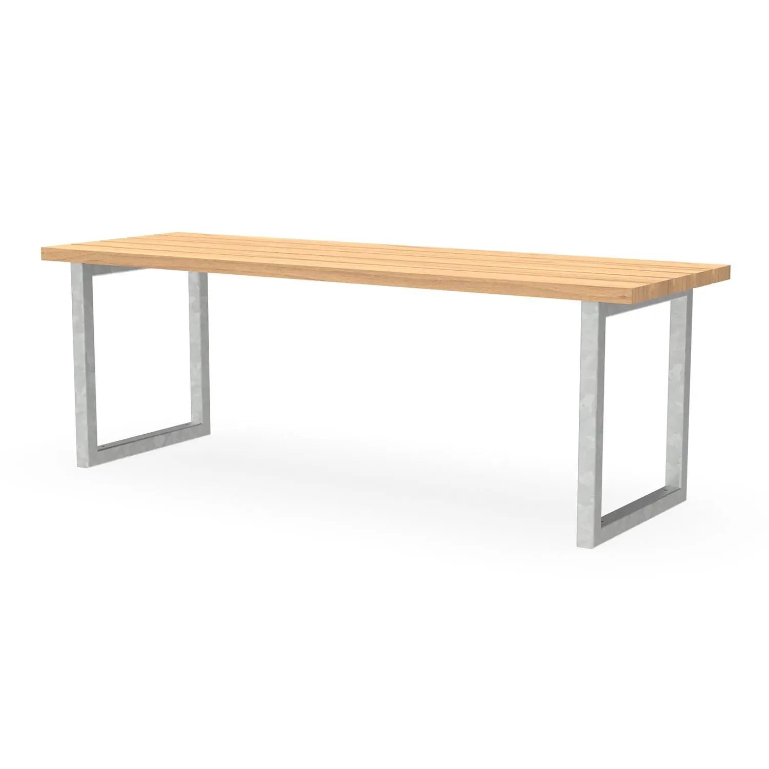 Holztisch mit Metallgestell, freigestellt