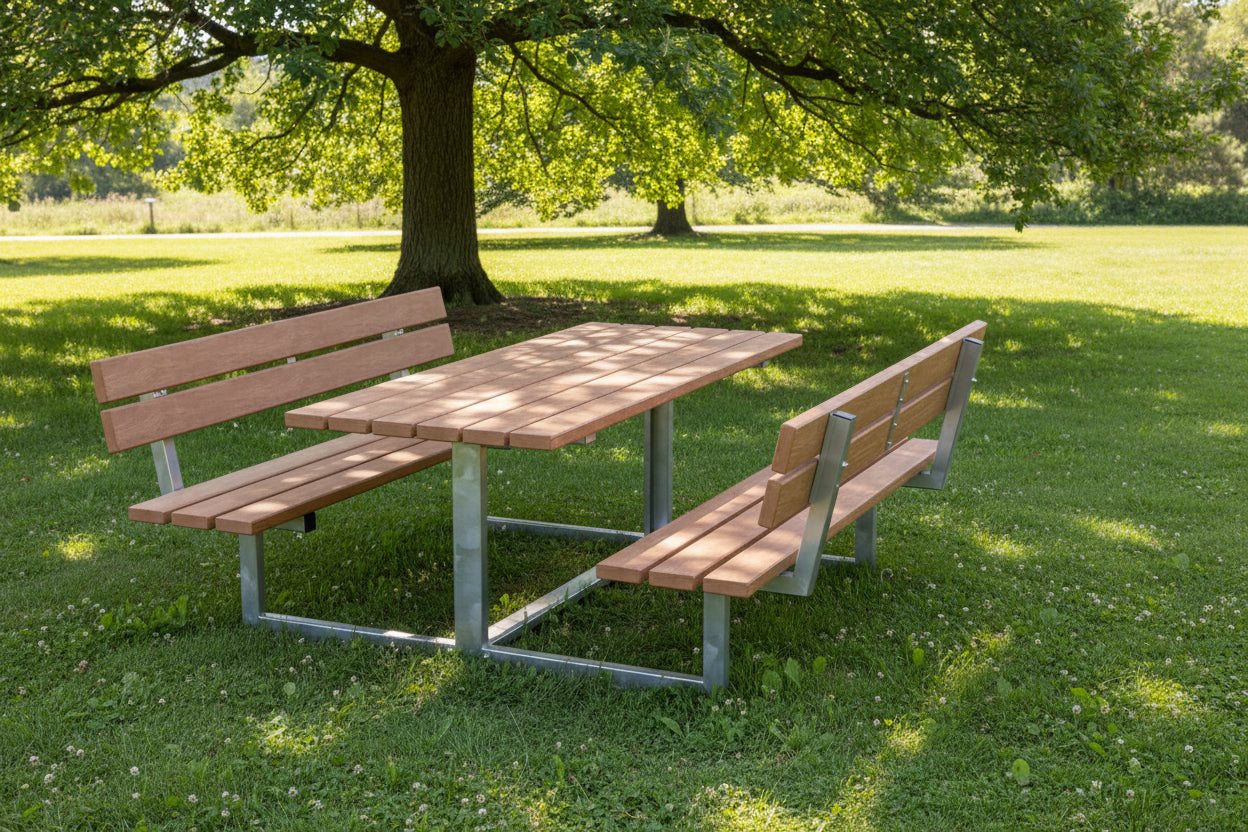 Tisch Bank Kombi - Plaza - Metall Holz - schmale Ausführung