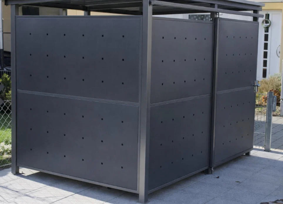 Moderne Metallverkleidung in Anthrazit für Sichtschutz im Außenbereich