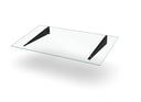 Modernes Vordach aus Glas mit schwarzen Metallträgern, minimalistisches Design