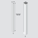 Winkelschiene für Zaunpfosten, Maße 46,5 x 22,5 mm, Standardlängen 1200 und 1800 mm, technische Zeichnung.