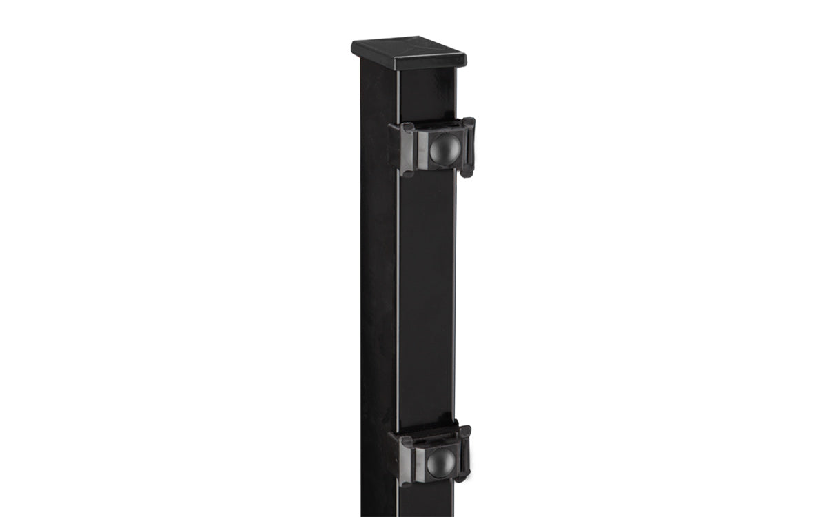Zaunpfosten Typ BLACKY in Tiefschwarz RAL 9005, Rechteckrohr 60 x 40 x 1,5 mm mit Befestigungselementen