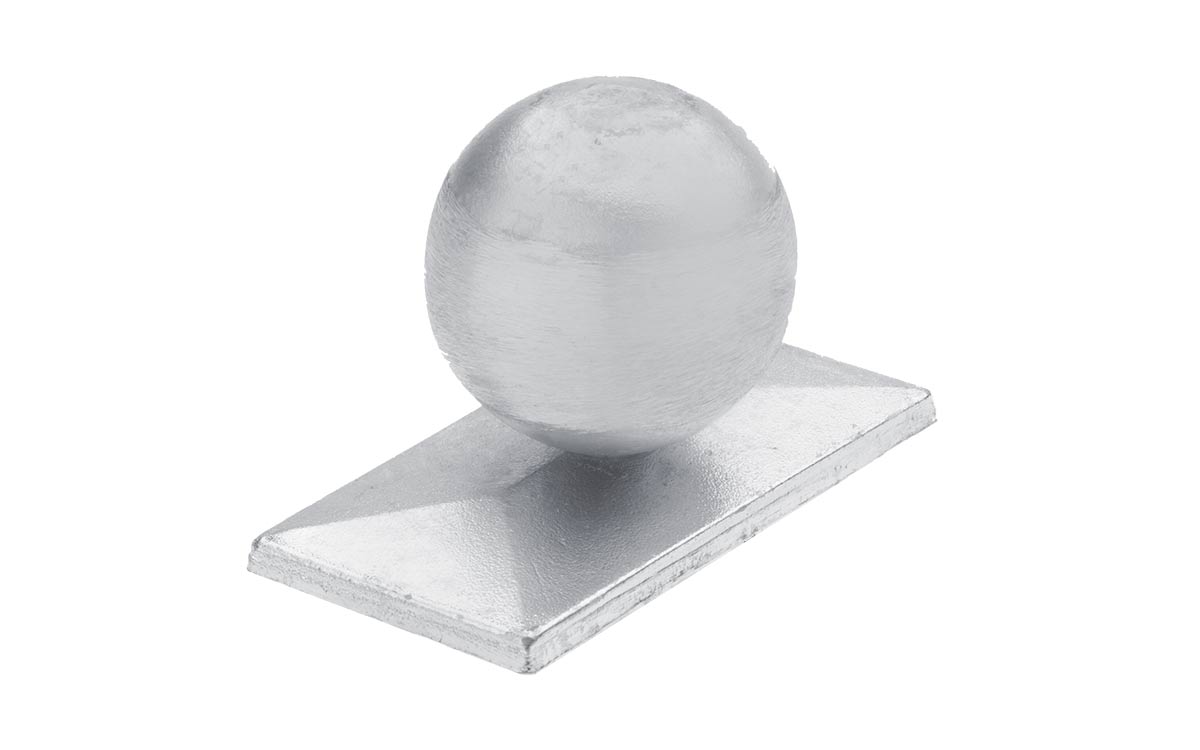 Aluminiumkappe mit Kugel für Zaunpfosten Typ A 60 x 40 mm, Aluminium natur