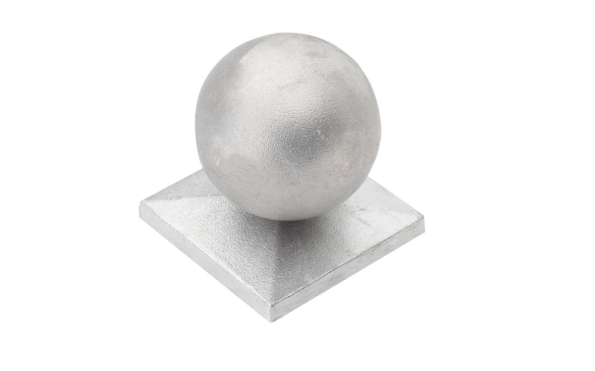 Aluminiumkappe mit Kugel für Zaunpfosten 60 x 60 mm, Aluminium natur